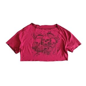 ROMWE Red Skull Graphic Crop Top